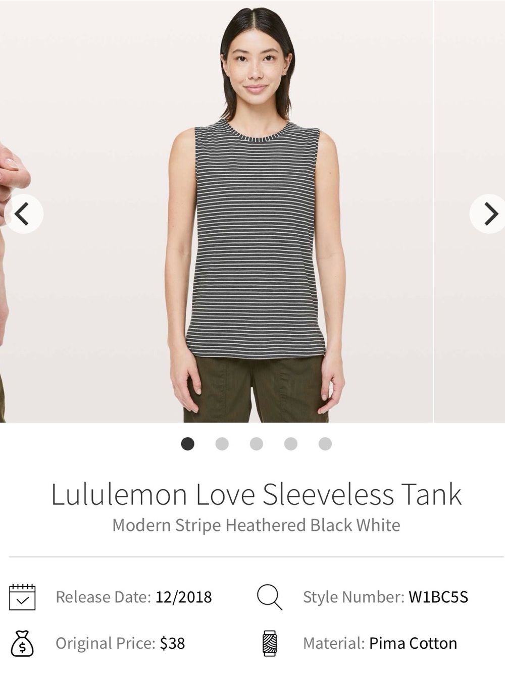 lululemon athletica Striped Sleeveless Tank - Black & White